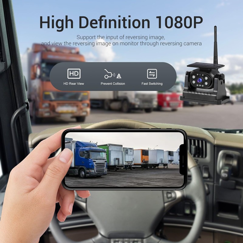 Hikity WiFi Magnetic Solar Wireless Backup Camera for Trucks/RV/Trailer