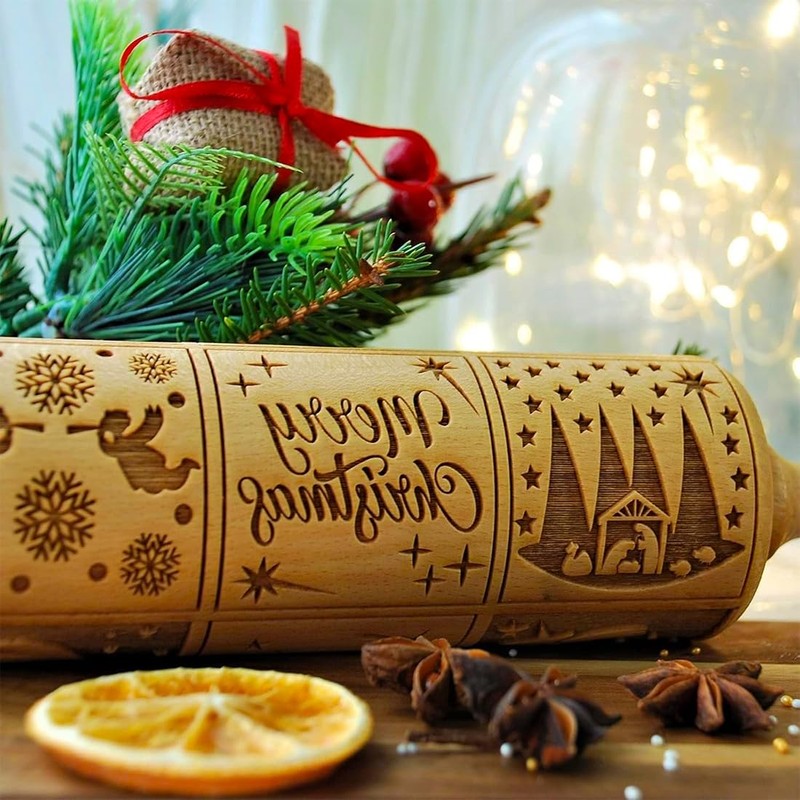 Christmas Rolling Pin, Christmas Rolling Pin, DIY Embossing Rolling Pin,