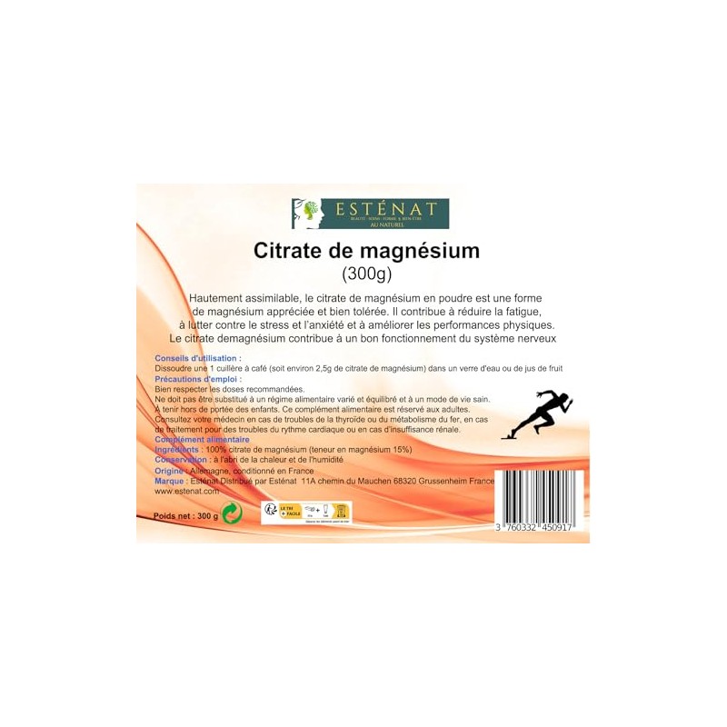 Citrate de magnésium pur 300G | 2500 mg | 4