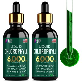 2 Pack Chlorophyll Liquid Drops 6000MG – Natural Liquid Chlorophyll Drops for...