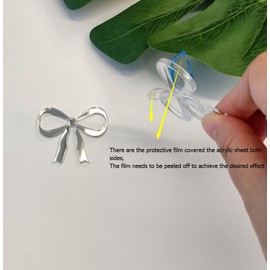 XIAOYUE 20pcs of Bow Wedding Drink Tag,Mirrored Bow Glass Drink Tags,Wine Tags Blanks,Acrylic Place Cards,Drink Name Tag (Silver Mirror)