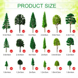 Skylety 70 Pieces Model Trees 1.2-6.3 Inch Mixed Model Tree Train Scenery Architecture Trees Fake Trees for DIY Crafts, Building Model, Scenery Landscape Natural Green(Vintage)