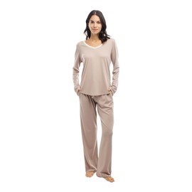 jijamas Incredibly Soft Pima Cotton Women's Pajamas Set The Long Sleeve Set in Etherea M