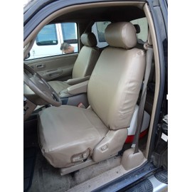 Durafit Seat Covers Compatible with 2000-2004 Tundra LTD Access or Double Cab Front Bucket Seats with Electric Controls, Taupe Twill