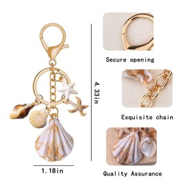 Beach Ocean Bag Accessories for Women Sea Shell Keychain Charm for Purse Backpack Key Chain Cute Ocean Animal Keychain for Bookbag Wallet Keyring Beach Themed Christmas Gifts for Women Girls