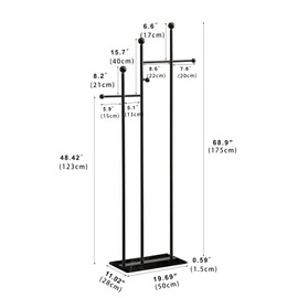JIAYUEJU Metal Freestanding Coat Rack with Marble Base Heavy Duty Clothes Rack Coat Tree Stand Hat Rack for Corner Bedroom Entryway Living Room Hotel 19.69 x 11.02 x 68.9 Inches (Black)