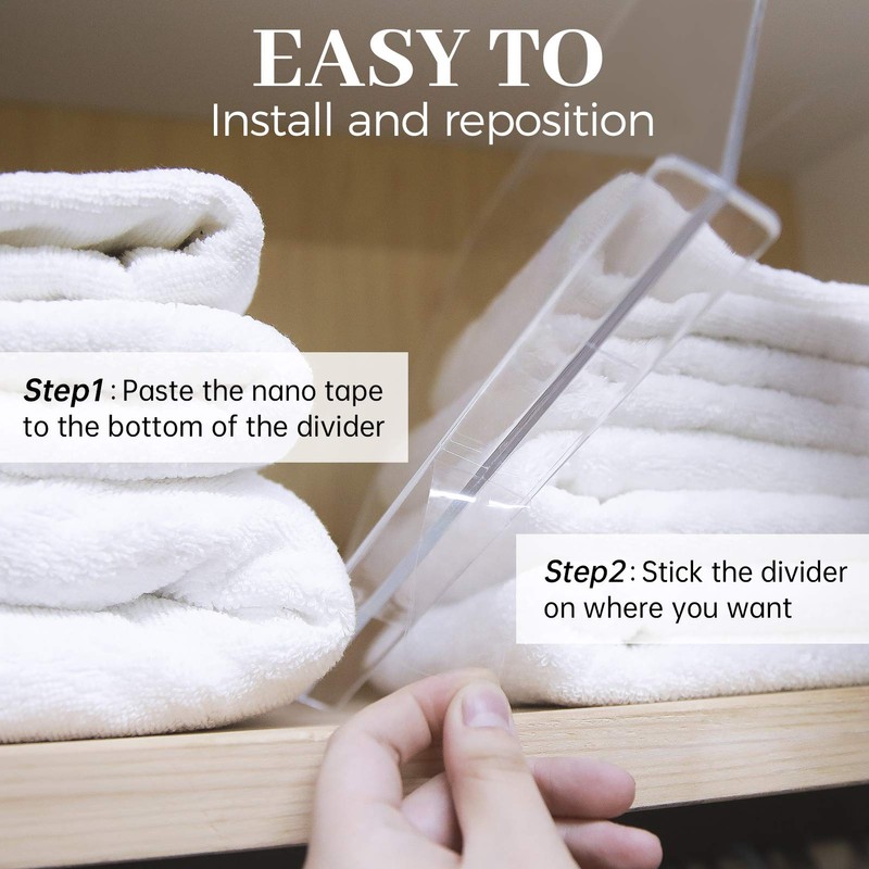 ROUFA Clear Acrylic Shelf Dividers, 8Pcs Closet Dividers Fit for