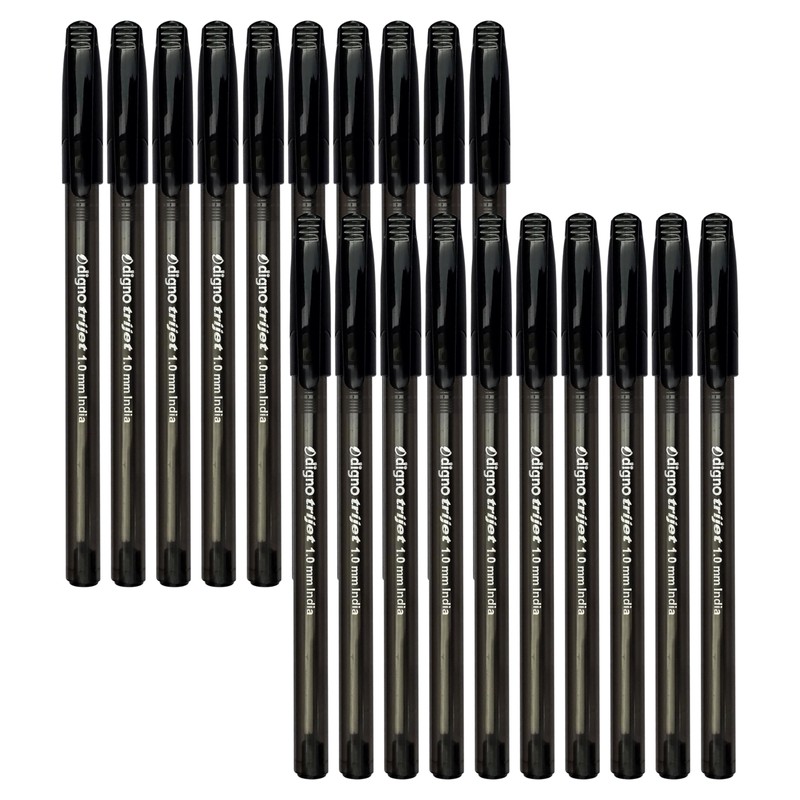DIGNO Tri-Mate Ballpoint Pens, BLACK, Medium Point (1.0mm), Pack of