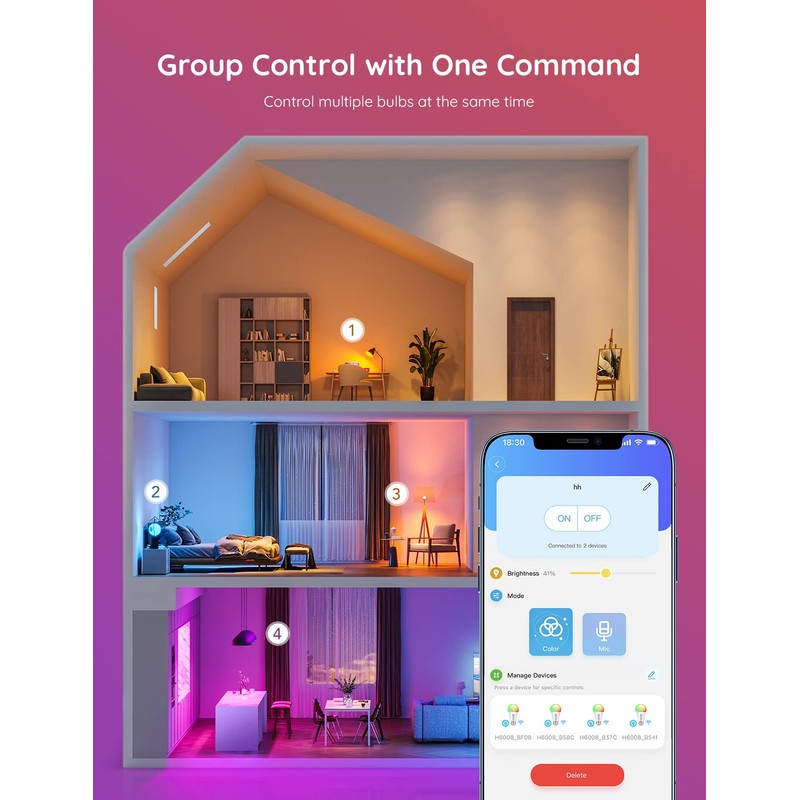 Govee Smart Light Bulbs, WiFi Bluetooth Color Changing Bulbs, Music