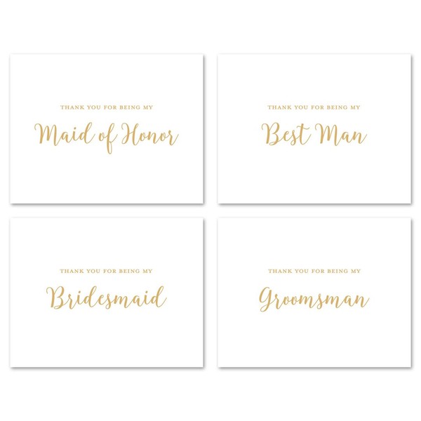 12 cnt Wedding Party Thank You Cards (Gold) - NOT Gold Foil