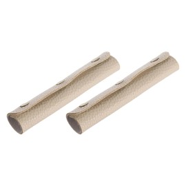 sourcing map Pack of 2 Handbag Handgrip Wrap Covers PU Leather 3 Clips Travel Luggage Handle Protector for Suitcase Shopping Bag (13 x 10 cm Beige)