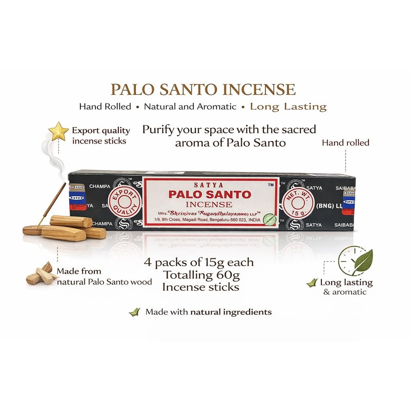 Rushant Sandal Saffron Dhoop Sticks with Satya Palo Santo Incense