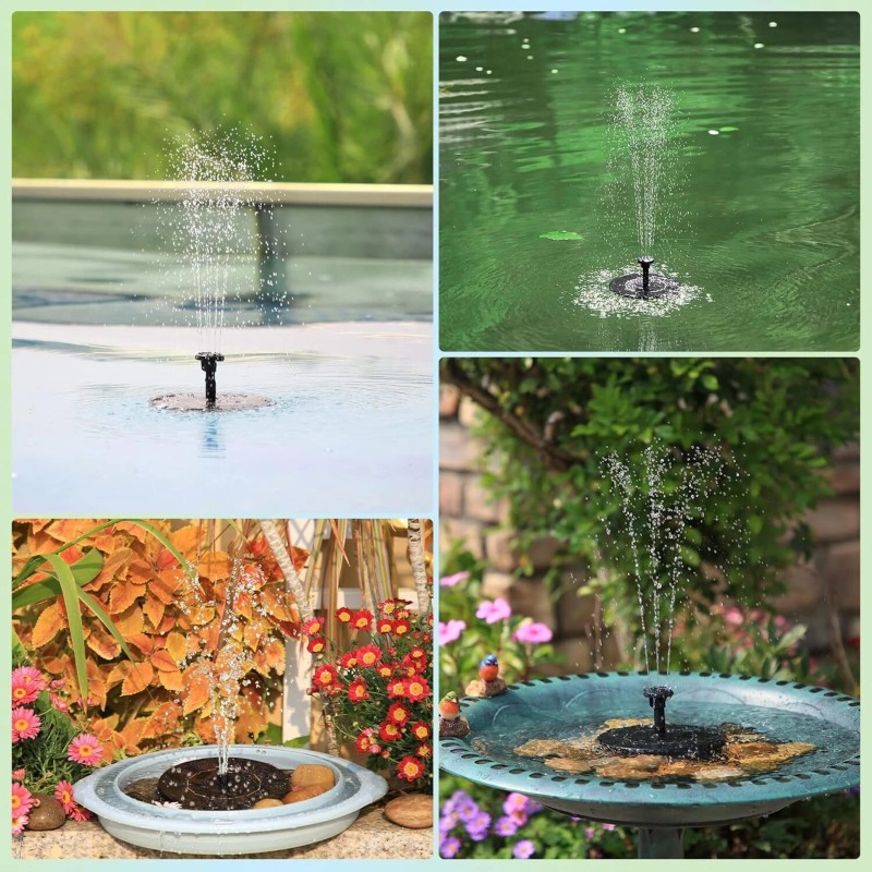AISITIN Solar Powered Fountain Pump – 6 Nozzles, 1.5W, Great