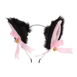 FRCOLOR 2pcs Plush Cat Ear Headband with Bell Cute Animal Hair Accessory for Parties Cosplay and Holiday Celebrations Adults