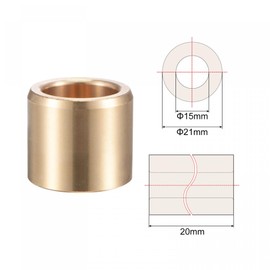 sourcing map Sleeve Bearings 15mm Bore 21mm OD 20mm Length Cast Brass Self-Lubricating Bushing