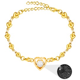 I Love You 100 Languages Laser Projection Gold Plated Heart Bracelets Gift for Girlfriend Wife Daughter Aunt Mom Grandma Niece Sister Birthday Valentine's Day Christmas Graduation Gifts for Her