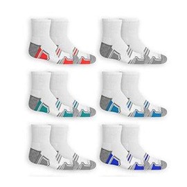 Fruit Of the Loom Boys' Everyday Active Ankle Socks (12 Pack), White, Medium