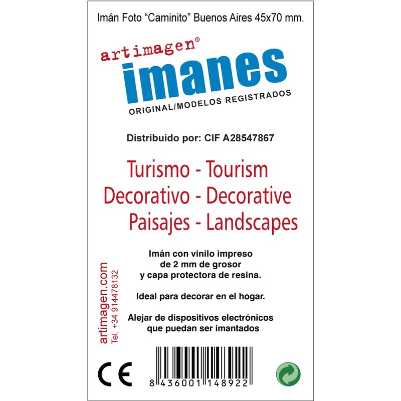 Artimagen Caminito Buenos Air Photo Magnet 45 x 70 mm