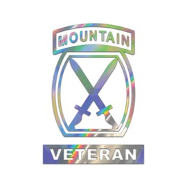 10th Mountain Division Veteran Premium Sticker Decal Oil Slick Rainbow Holographic Metallic Mountain Warfare - Oil Slick - 2.87" W x 4" H