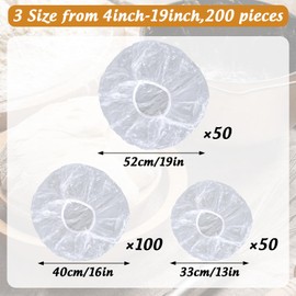 JarThenaAMCS 200PCS Bowl Covers for Bread Proofing 3 Sizes Elastic Sourdough Plastic Wrap for Food Bread Rising Stretchable Universal Baking Bowl Kitchen Wrap for Family Outdoor Picnic Supplies