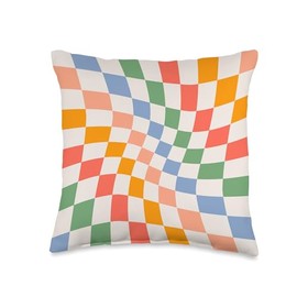 Checkered pink Checkerboard Blush Pink Pattern Colorful Twisted Checkered Wavy Classic Checkerboard Pattern Throw Pillow, 16x16, Multicolor