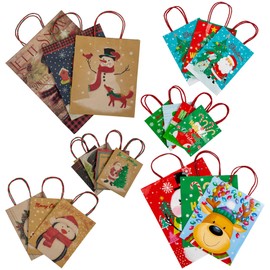 Northlight 20-Count Assorted Paper Christmas Themed Gift Bags
