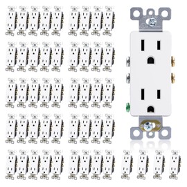 ELEGRP Decorator Receptacle, 15A 125V Standard Electrical Wall Outlet, 2 Pole 3 Wire, No-Tamper Resistant, NEMA 5-15R, Self-Grounding Residential Grade Outlet, UL (Glossy White, 50 Pack)