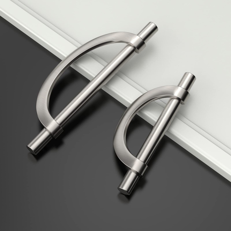 Amerdeco 10 Pack Brushed Satin Nickel Cabinet Pulls 3.75 Inch(96MM)