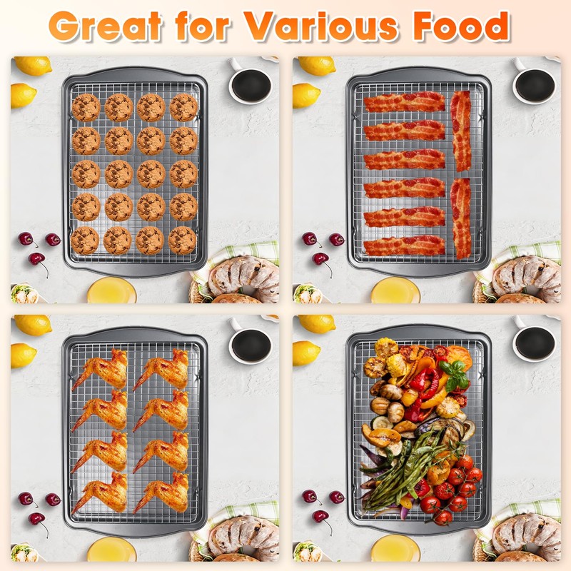 Baking Sheet with Wire Rack, 17" x 12" Nonstick Carbon