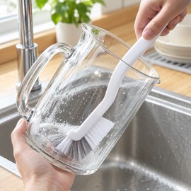 3 Pcs Long Handle Cleaning Brush for Tight Spaces – Angled Bristle Head for Sinks, Cups, Crevices & Vehicle Detailing