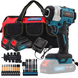 Cordless Impact Driver with 2x2.0Ah Battery and Charger, 100Ft-lbs(135N.m) Drill/Driver Set, 3200RPM Brushless 1/4 inch Hex Impact Screwdriver with Bit Accessories, 4+3 Speed, Led Light-JOVANT