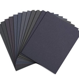 Abrasive Dry Wet Waterproof Sandpaper Sheets Assorted Grit of 400/600/ 800/1000/ 1200/1500 for Furniture, Hobbies and Home Improvement, 12 Sheets (9 x 11 Inch)
