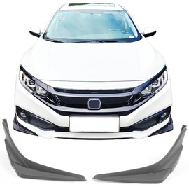 IKON MOTORSPORTS Front Bumper Lip Compatible With 2019-2021 Honda Civic, Modulo Style Matte Black Chin Spoiler Air Dam Splitter