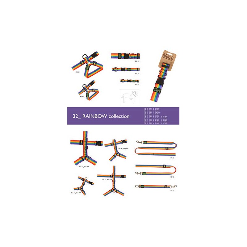 bub's Anti-tug Dog Harness Large 25 mm (Rainbow)