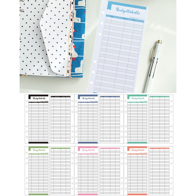 96 Sheets Budget Sheets German A6 Refill Paper Budget Planner