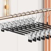 14 Inch Heavy Duty Pants Skirt Hangers with Clips, Black,