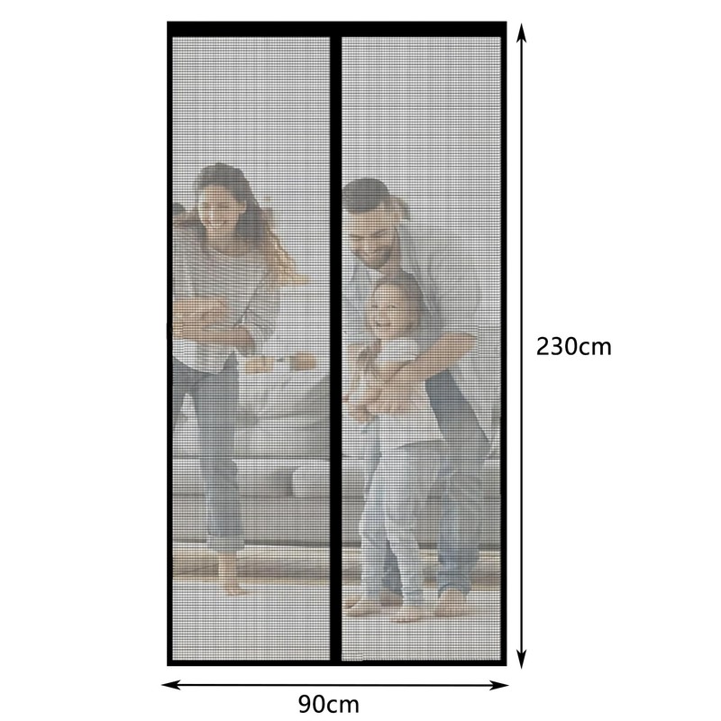 Magnetic Door Screen 90 x 230cm Black - Keep Bugs