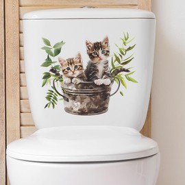 Bath Toilet Bowl Sticker Toilet Tank Interior Yellow Daisy Flower Butterfly Toilet Seal Toilet Sticker Plant Diy Waterproof Wall Sticker Removable Room Decoration Wall Sticker Toilet Toilet Pleasant