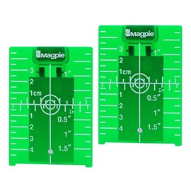 Magpie's Laser Target Card Plate. Enhance visibility with Magnetic Super Slim Plate in inches and cm. Designed for Both Red and Green Laser devices.