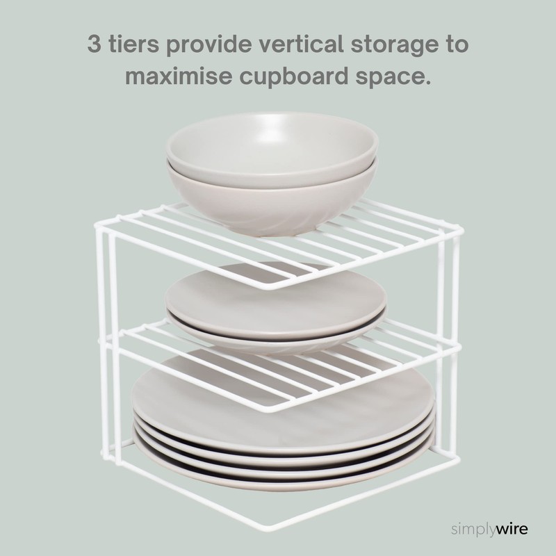 simplywire – 3 Tier Plate Rack - Kitchen Cupboard Organiser