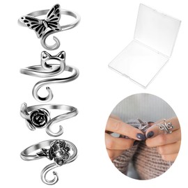 YUXIANLB Crochet Rings For Finger Tension Rings For Crocheting Yarn Guide Rings 4Pcs Adjustable Cute Yarn Tension Rings Crochet Supplies Animals Plants For Crocheting Guide Knitting Rings Crochet Tool