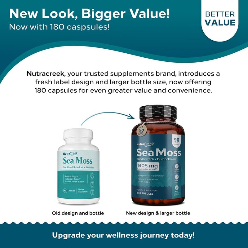 NutraCreek Sea Moss | Irish Sea Moss Capsules with Bladderwrack,