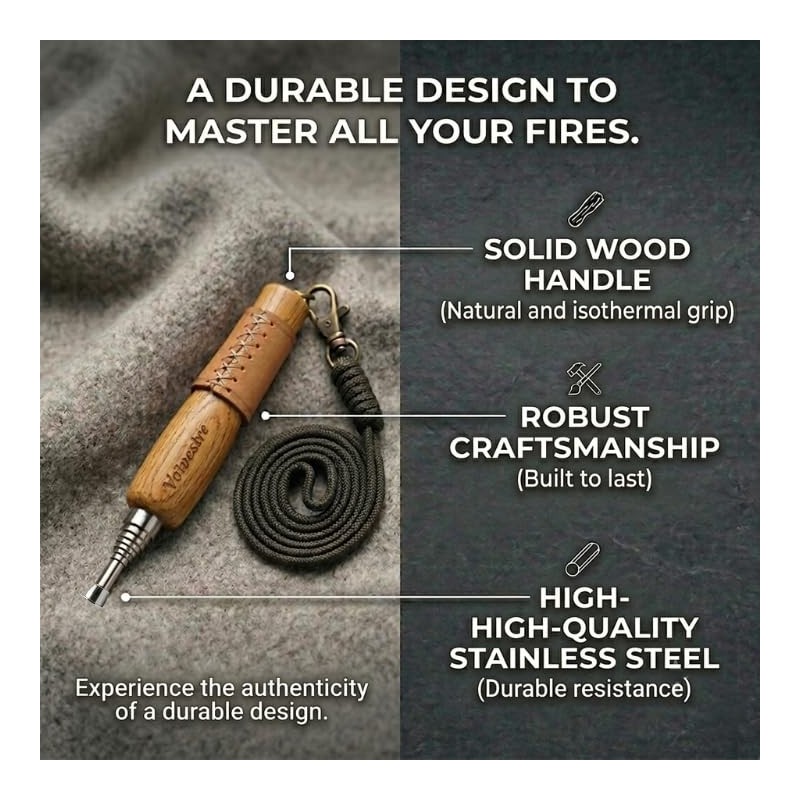 Pocket Bellows with Wooden Handle – Telescopic Fire Blower Tube,