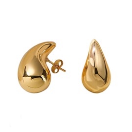 4 Women Gold Ring Shaped Earrings, Fashion Gold Plated Pendants Water Drop Shaped Earrings Hollow Drop Earrings Women Perforated Jewelry, Copper