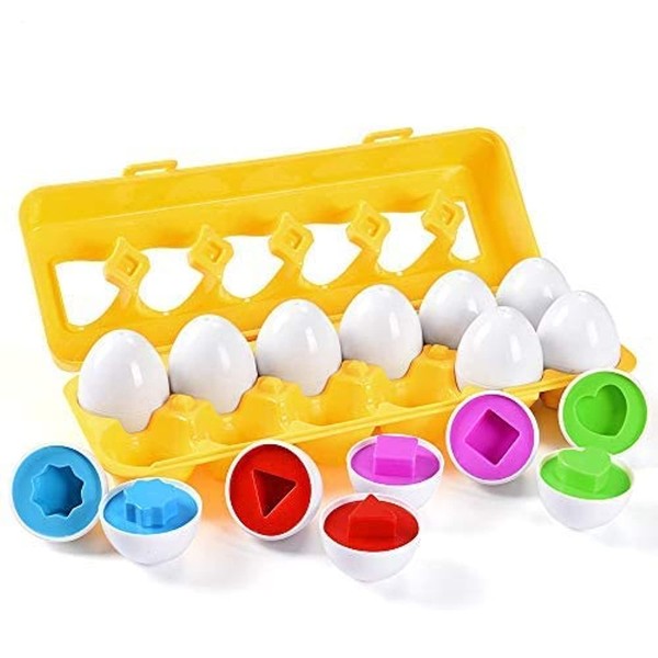 MAGIFIRE Playtime Matching Eggs for Toddlers, 12 Matching Eggs with Coordinated Shapes and Colors, Montessori Toys, STEM Educational Toys for 1-2 Years Old