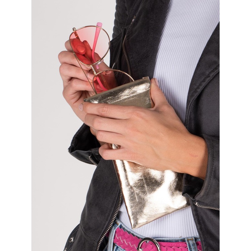 styleBREAKER Case for Sunglasses in Metallic Shades with Glasses Cleaning