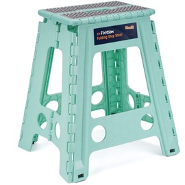 Flottian 18" Folding Step Stool for Adults and Kids Holds Up to 300 lbs,Non-Slip Folding Stools with Handle, Compact Plastic Foldable Step Stool for Bathroom,Bedroom, Kitchen,Teal,1PC