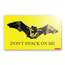 Don't Snack On Me - Funny Bat Edition Gadsden USA Flag Funny Car Sticker - 5" x 3"