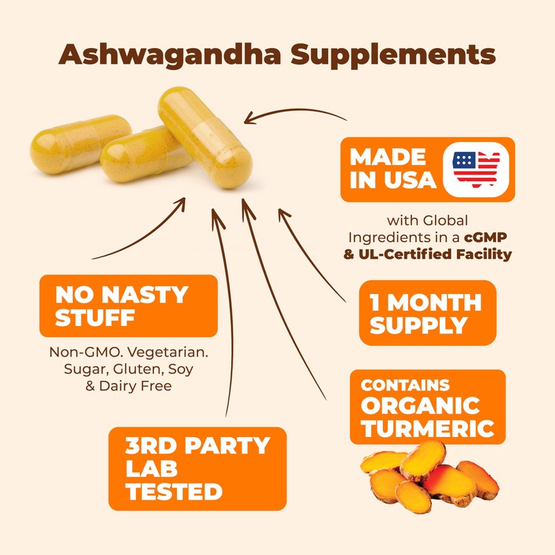 Turmeric Curcumin Ashwagandha Supplements - Turmeric Supplement & Curcumin with