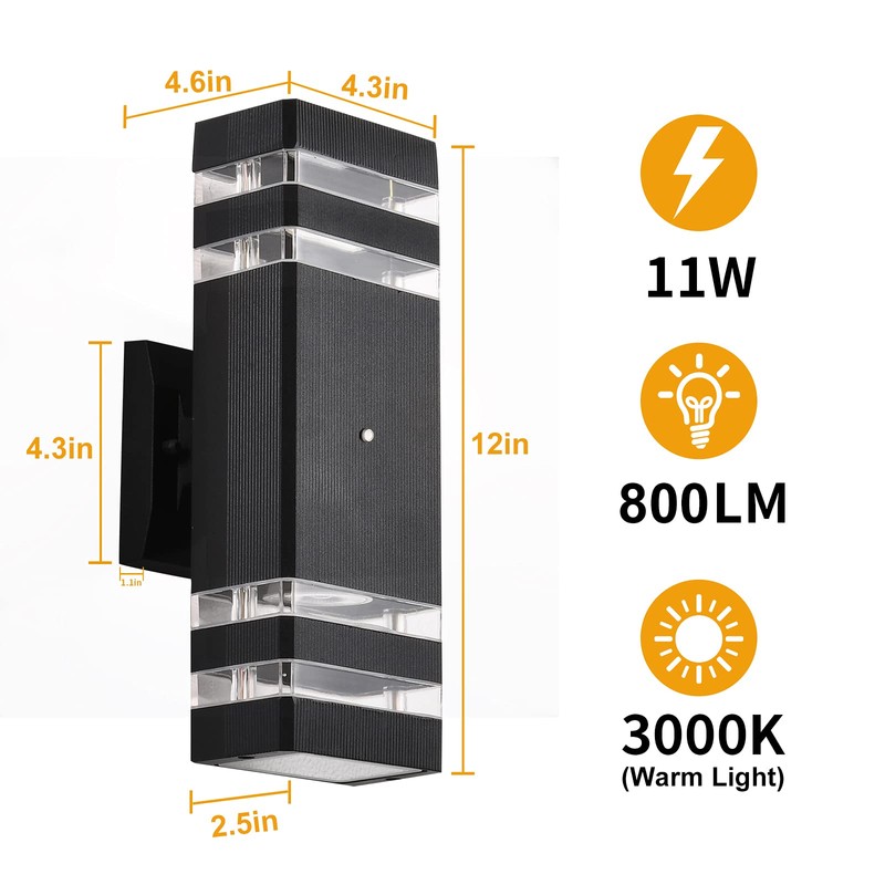 Dusk to Dawn Outdoor Wall Light, DASTOR 3000K Warm White